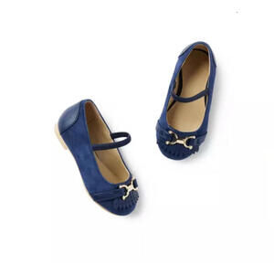 Janie and Jack Merchant Marine Suede Bridle Bit Ballet Flat Size 6